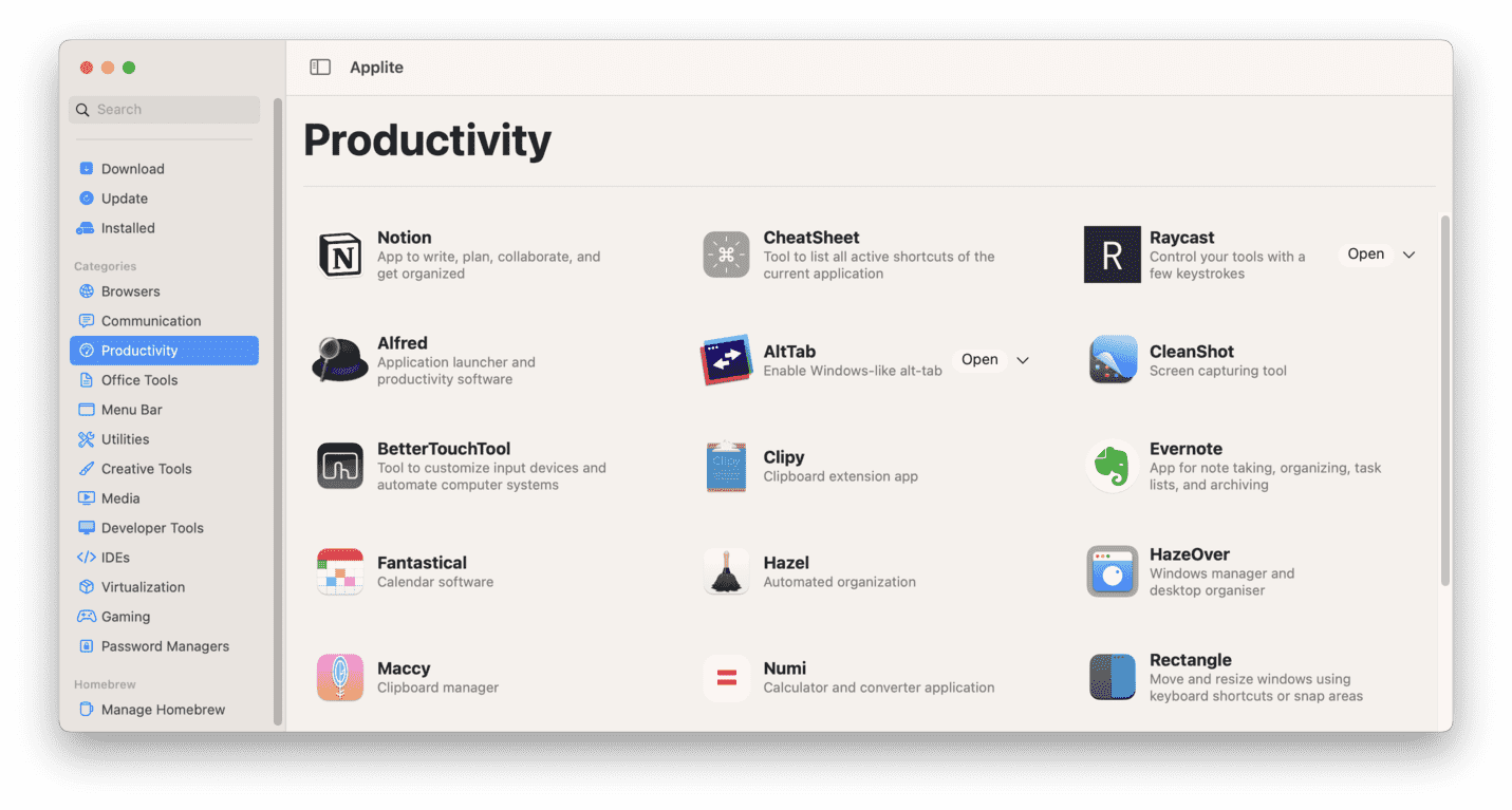 Productivity Category 屏幕截图